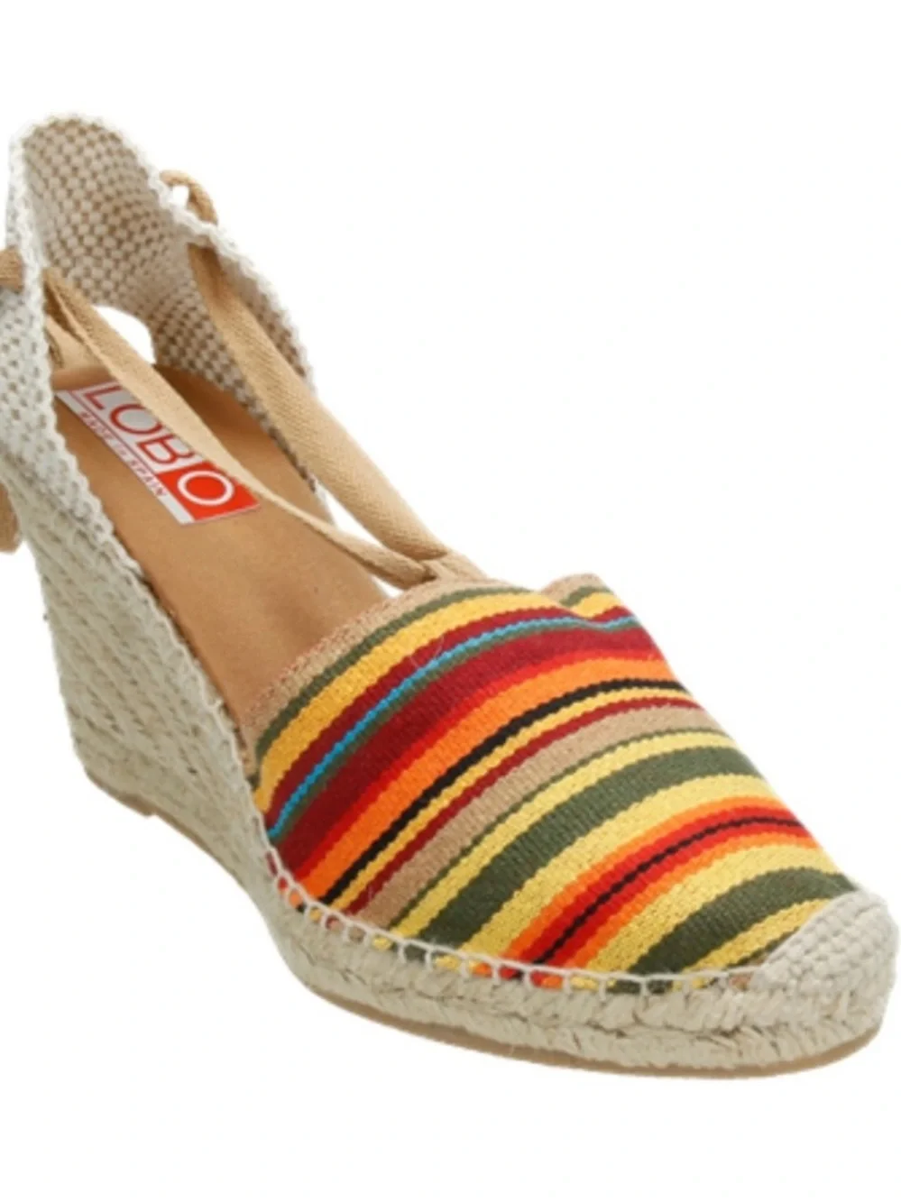 Lord and Taylor  Striped Multicolor Espadrille with ties around ankle